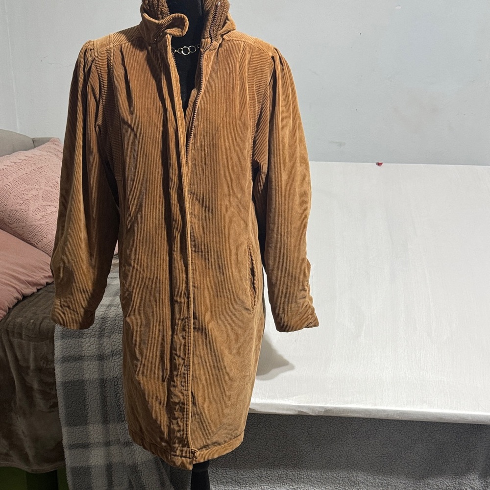 Elegant Brown Corduroy Trench Coat